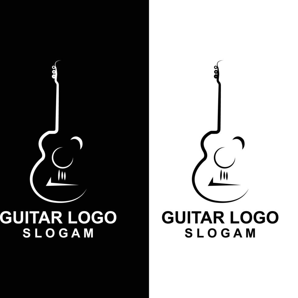 diseño de logotipo de guitarra, ilustración de icono de vector de instrumento musical