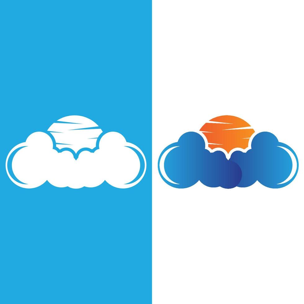 diseño de logotipo de nube y sol, ilustración de paisaje de cielo, vector de identidad de marca