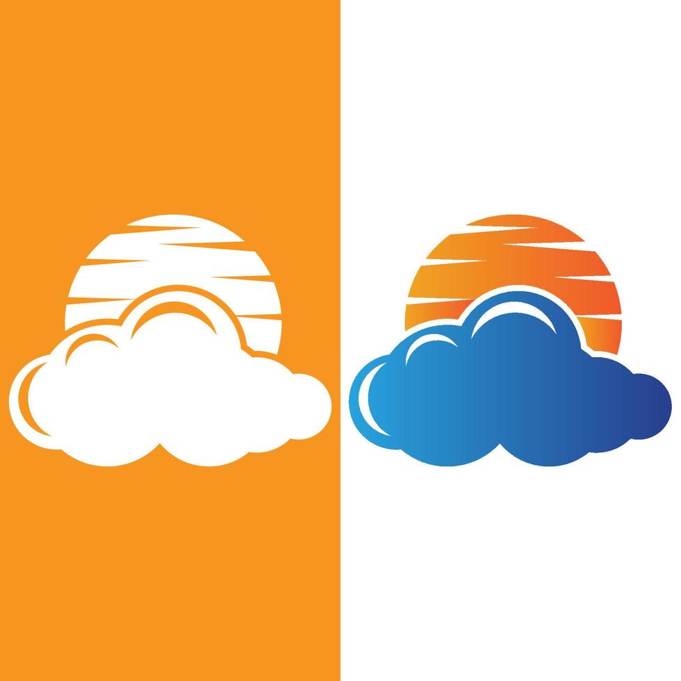 diseño de logotipo de nube y sol, ilustración de paisaje de cielo, vector de identidad de marca