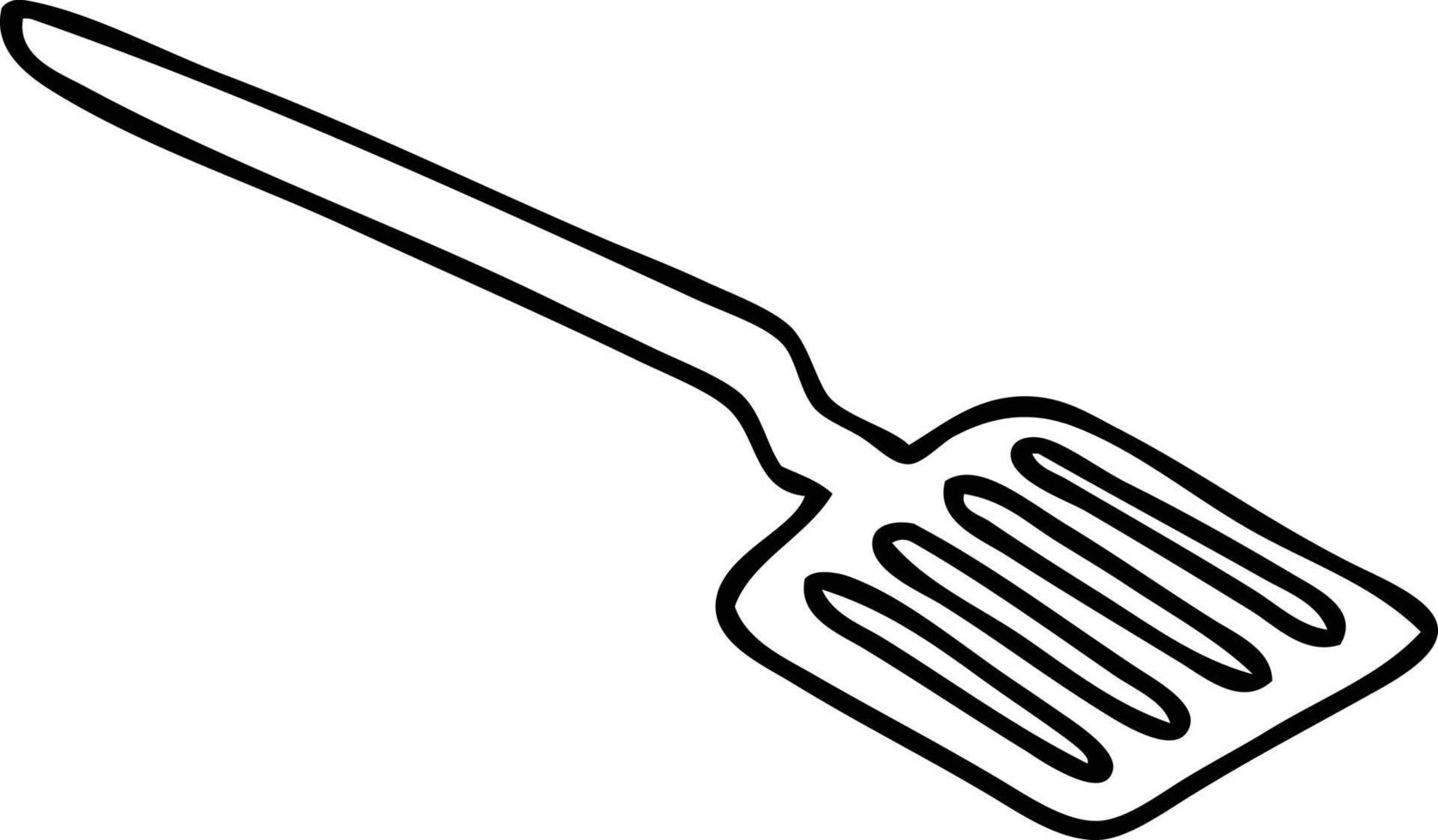 quirky line drawing cartoon spatula vector