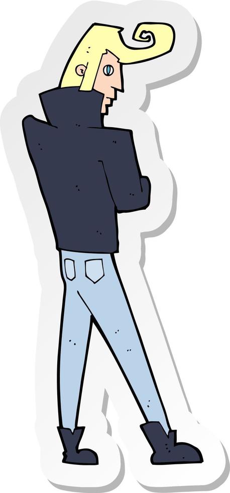 sticker of a cartoon cool guy vector