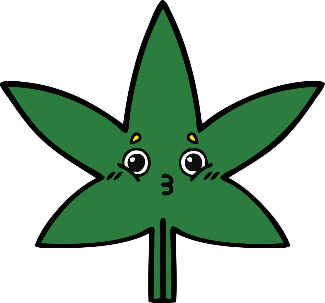 cute cartoon marijuana leaf vector