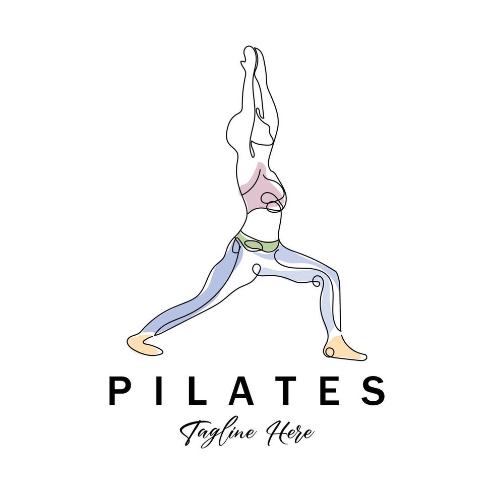 pilates sentado pose logo icono símbolo un ejercicio de yoga calmante que mueve todo el cuerpo vector