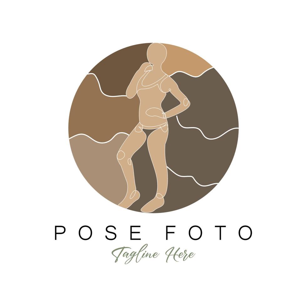 diseño de logotipo de pose de selfie de mujer, ilustración de vector de estilo fotográfico