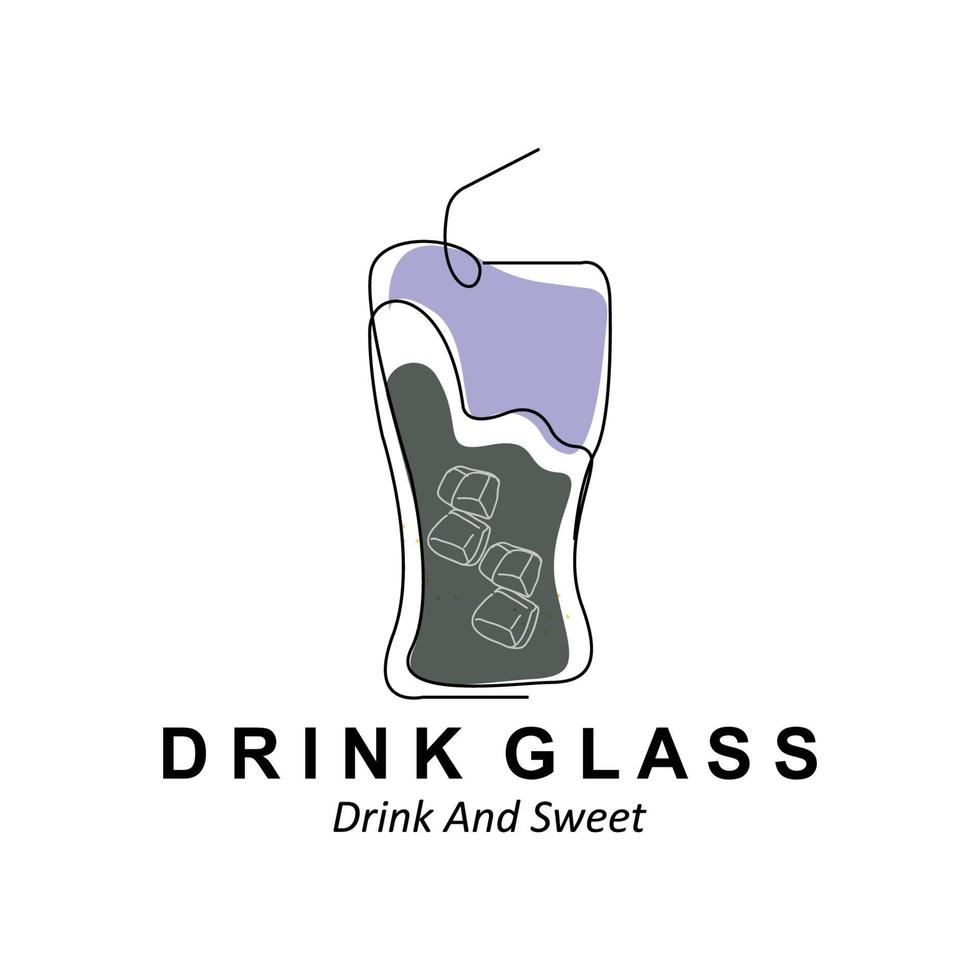 Drink Glass Logo Design, Vector Icon Illustration of Juice, Wine, and Coffee Drinks