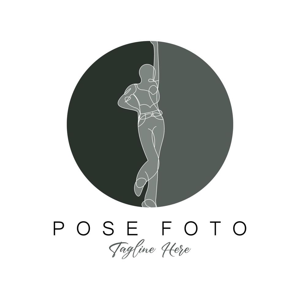 diseño de logotipo de pose de selfie de mujer, ilustración de vector de estilo fotográfico