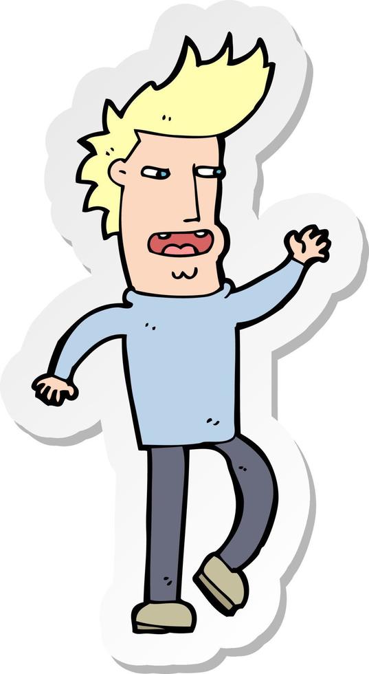 sticker of a cartoon loudmouth man vector