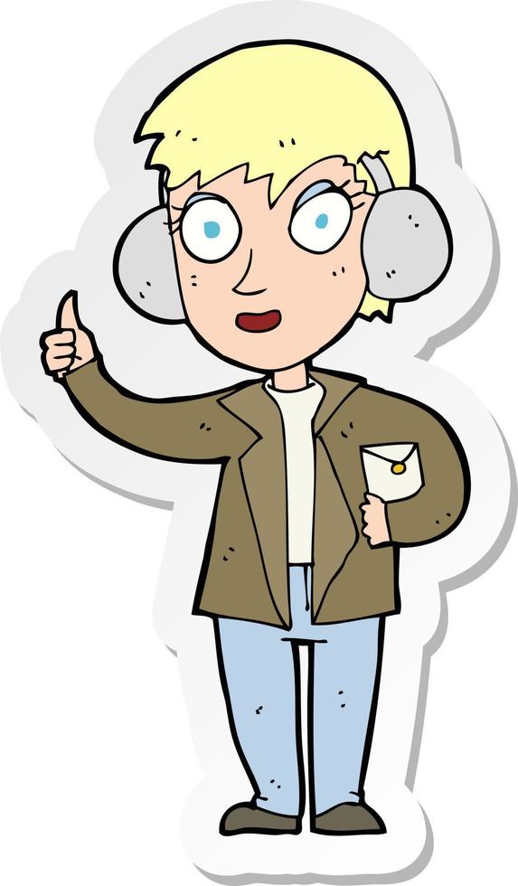 sticker of a cartoon air force woman vector