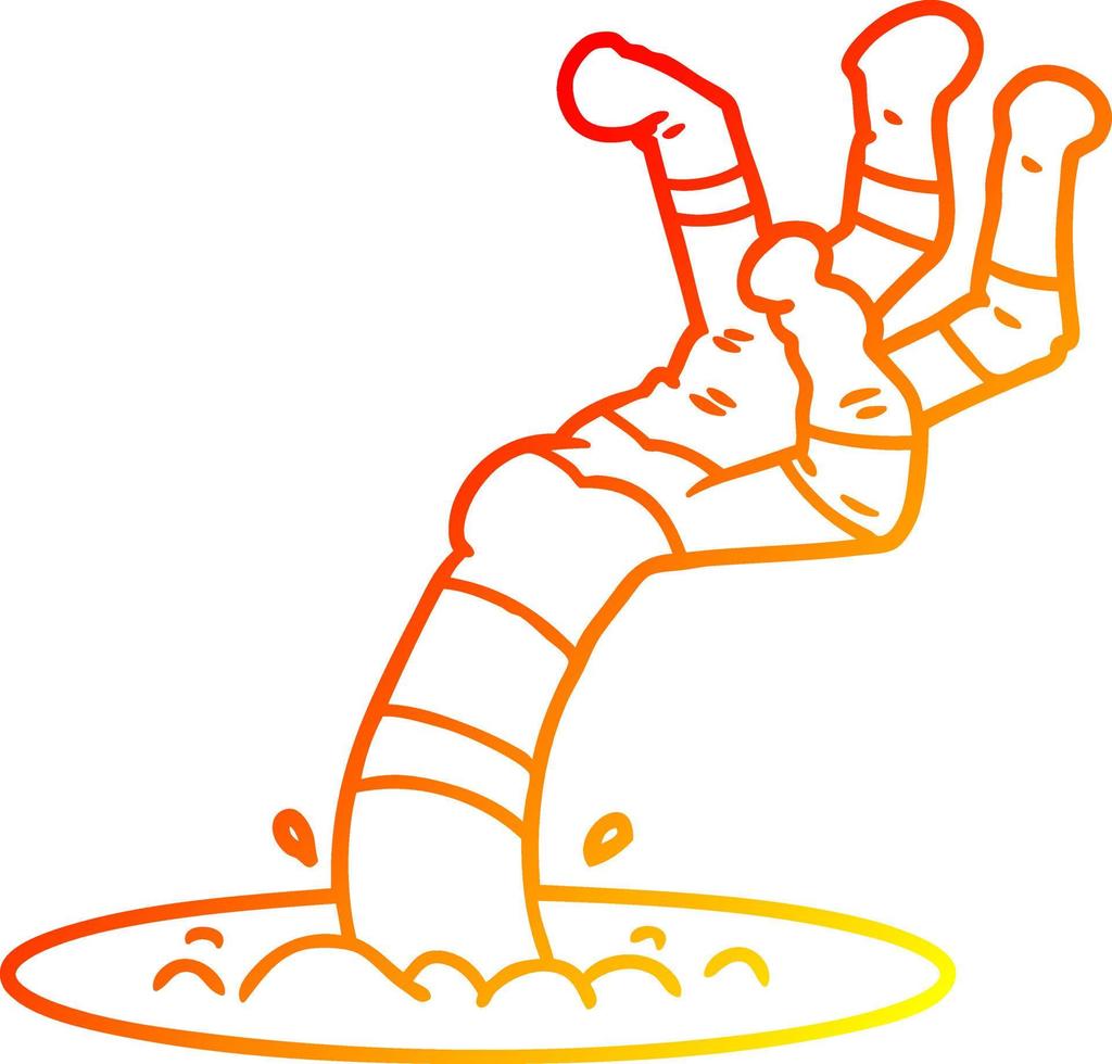 warm gradient line drawing cartoon spooky monster hand vector