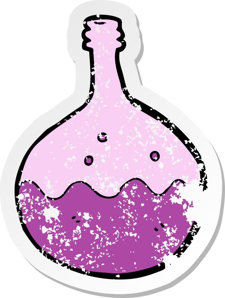 retro distressed sticker of a cartoon bubbling chemicals vector