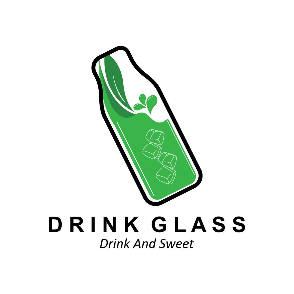 Drink Glass Logo Design, Vector Icon Illustration of Juice, Wine, and Coffee Drinks