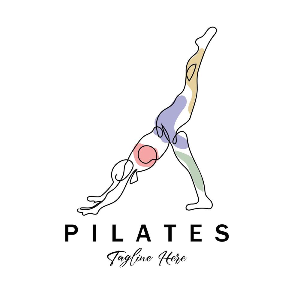 pilates sentado pose logo icono símbolo un ejercicio de yoga calmante que mueve todo el cuerpo vector