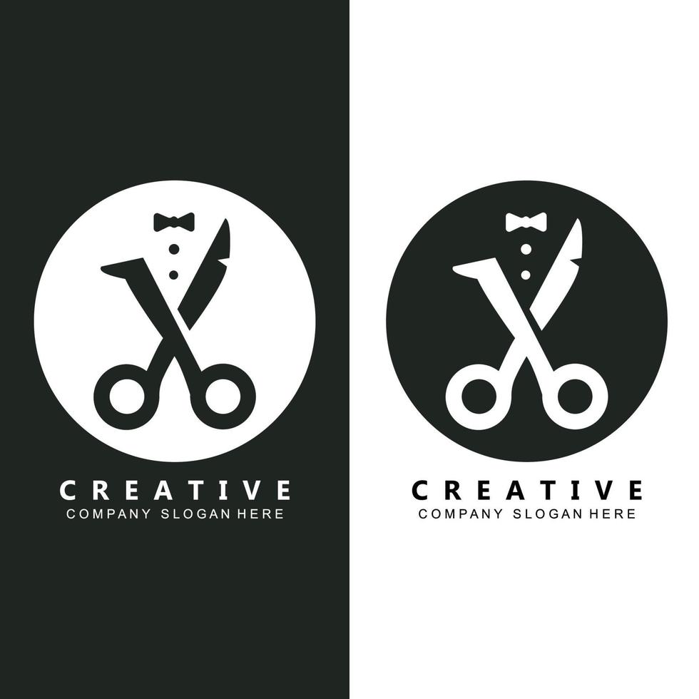 Barber tool scissors logo icon background symbol vector