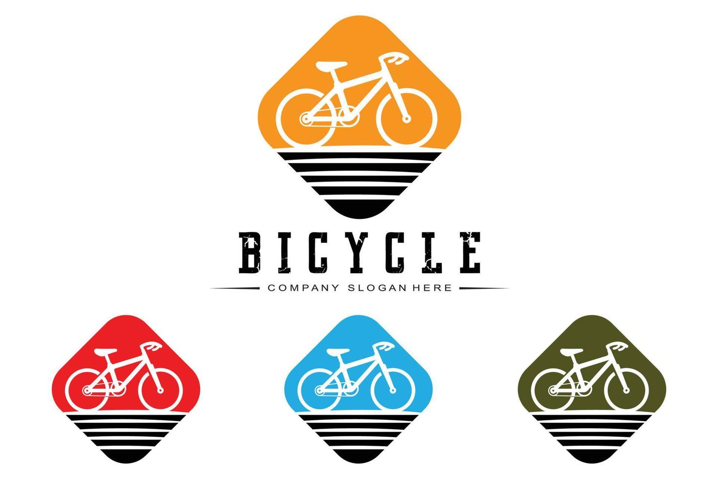 vector de icono de logotipo de bicicleta, vehículo para deportes, carreras, casual, cuesta abajo, plantilla retro