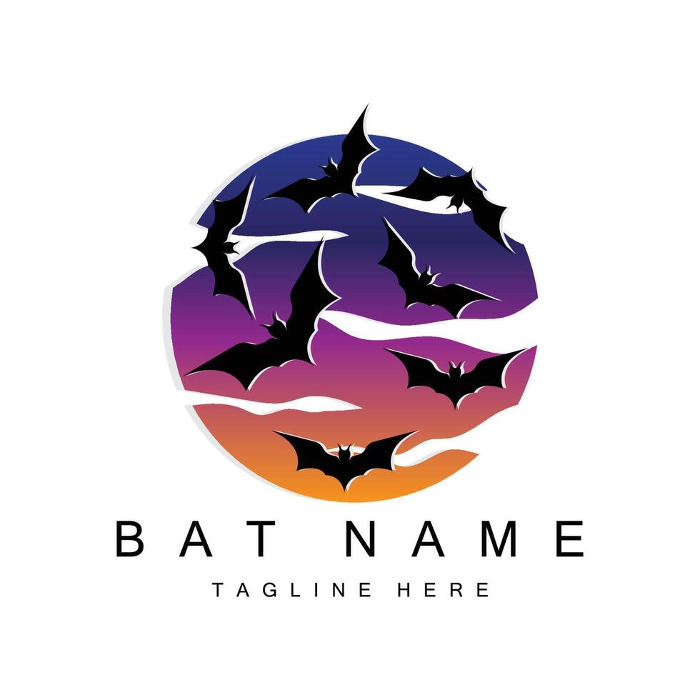 night animal halloween bat logo vector symbol