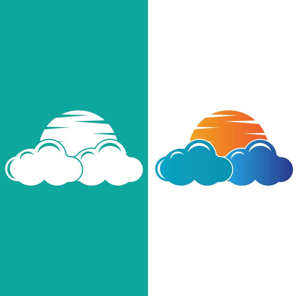 diseño de logotipo de nube y sol, ilustración de paisaje de cielo, vector de identidad de marca