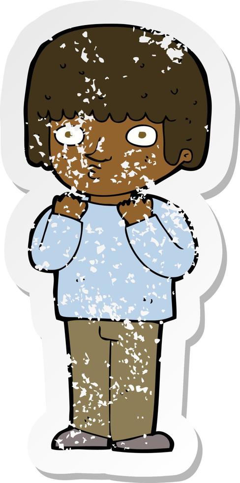 retro distressed sticker of a cartoon surprised man vector