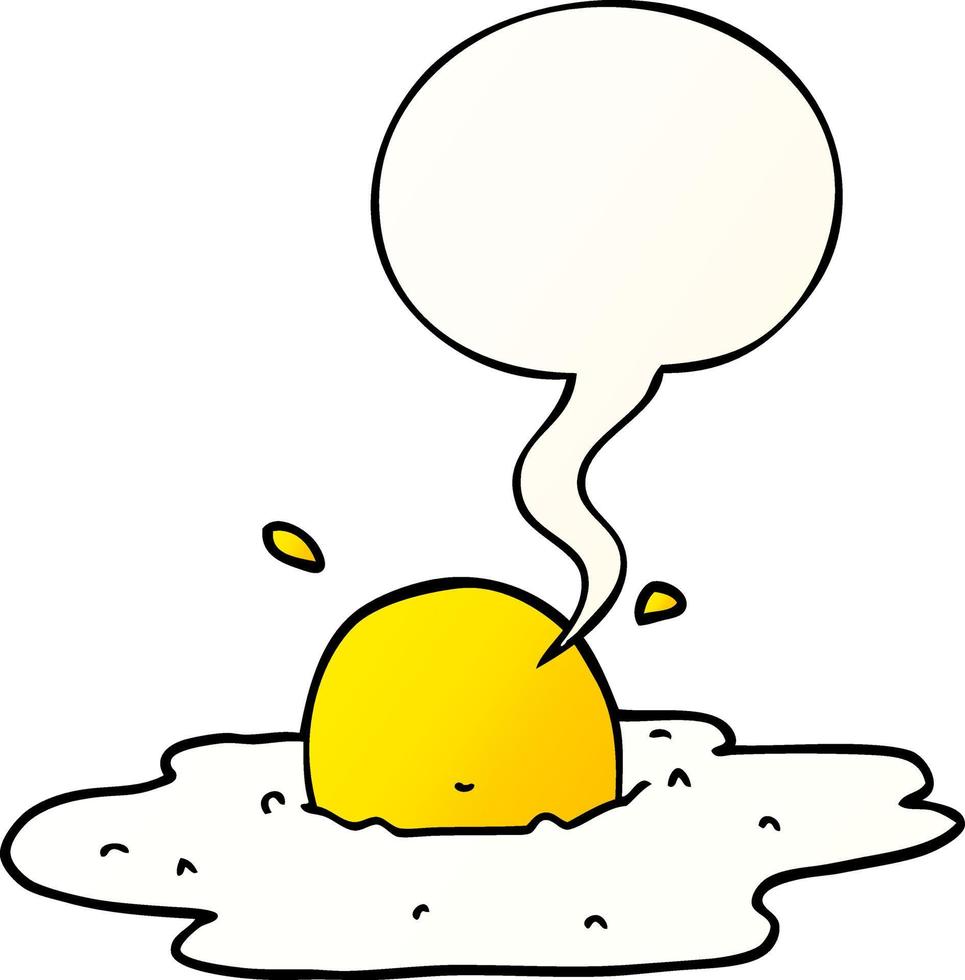 cartoon fried egg and speech bubble in smooth gradient style vector