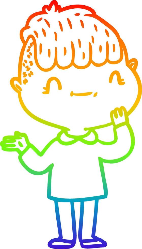 rainbow gradient line drawing cartoon friendly boy vector