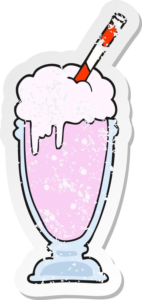 distressed sticker of a cartoon milkshake vector