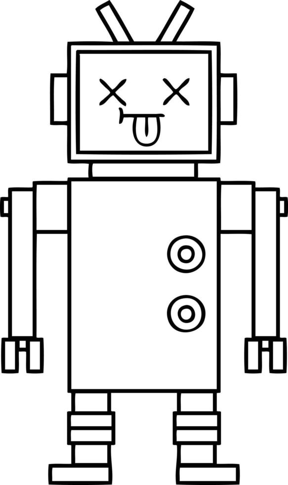 robot de dibujos animados de dibujo lineal vector