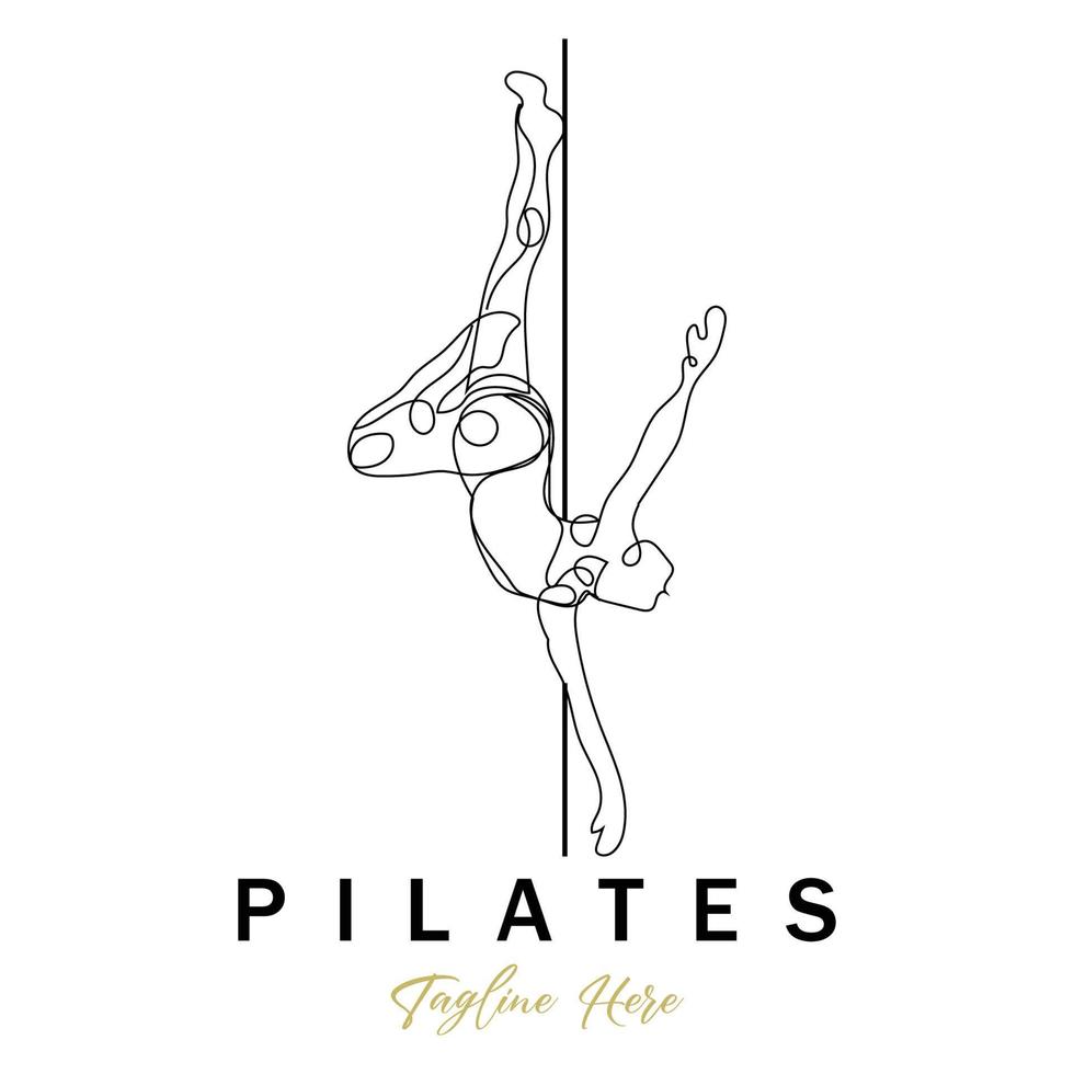 pilates sentado pose logo icono símbolo un ejercicio de yoga calmante que mueve todo el cuerpo vector