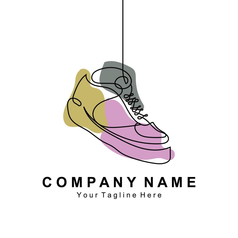 Sneakers Shoe Logo Design, vector illustration of trending youth footwear, simple funky concept