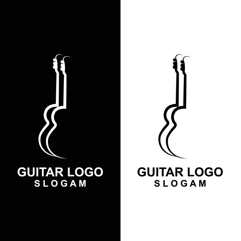Guitar Logo Design, Musical Instrument Vector icon illustration