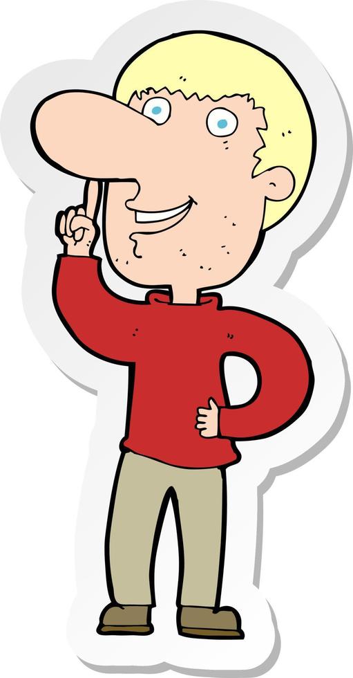 sticker of a cartoon man with idea vector