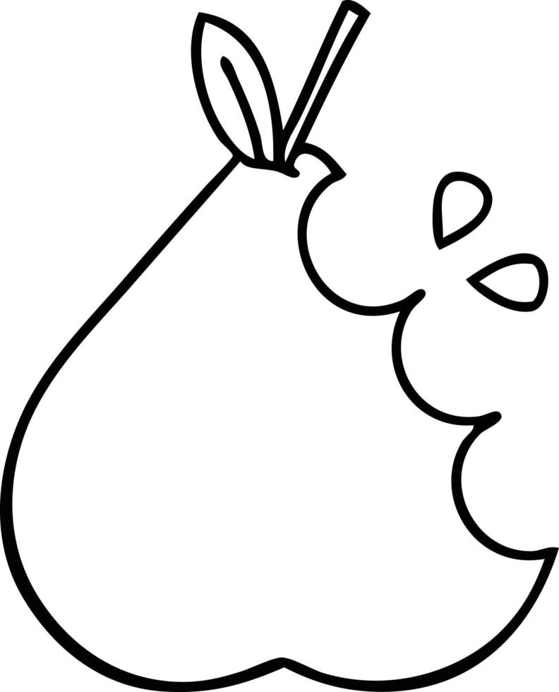 line drawing cartoon green pear vector