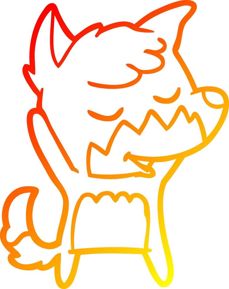 warm gradient line drawing friendly cartoon fox vector