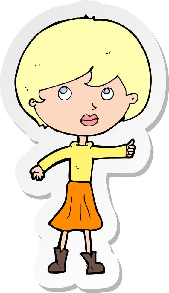sticker of a cartoon woman asking question vector