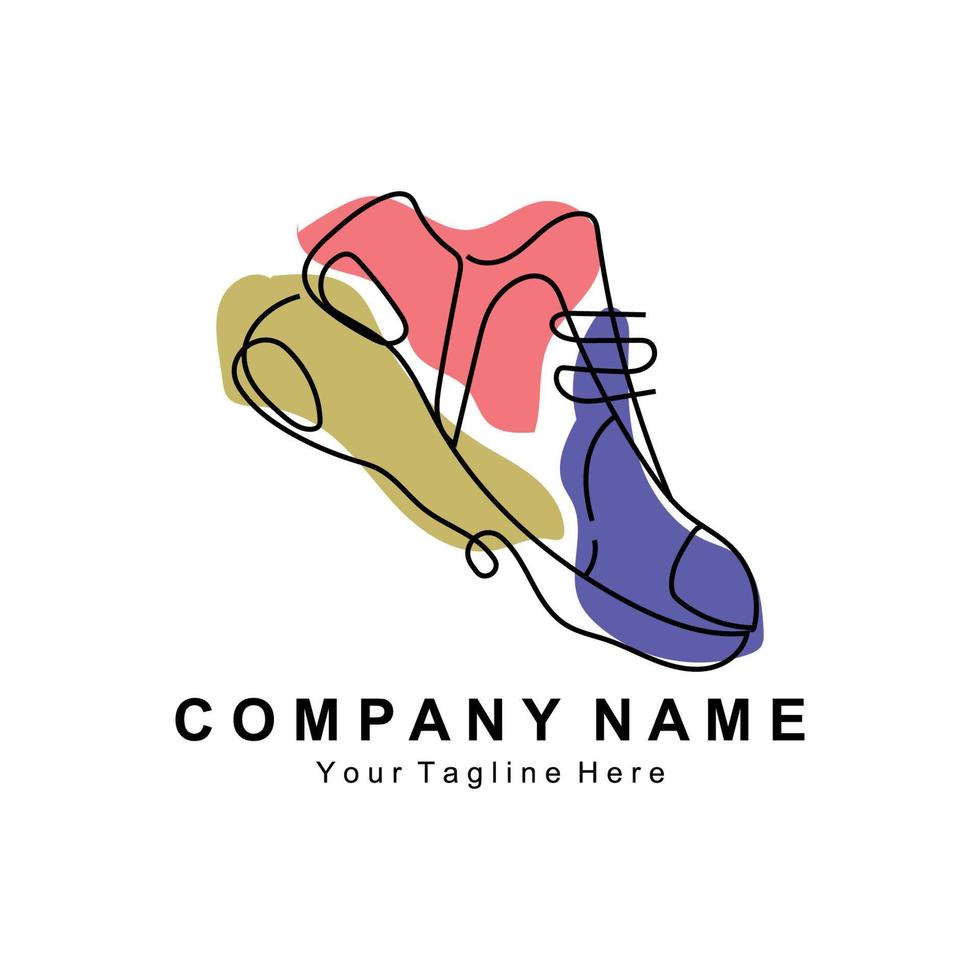 Sneakers Shoe Logo Design, vector illustration of trending youth footwear, simple funky concept