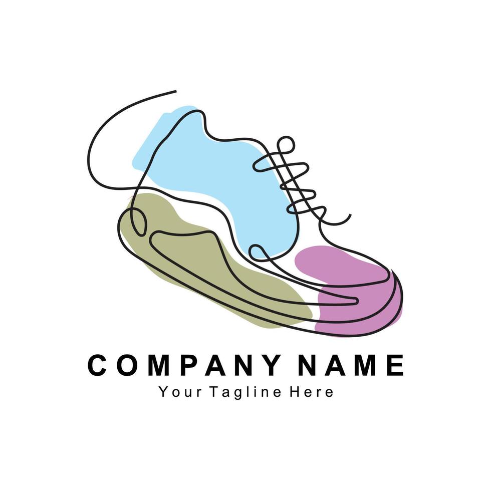 Sneakers Shoe Logo Design, vector illustration of trending youth footwear, simple funky concept