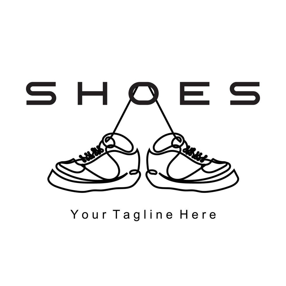Sneakers Shoe Logo Design, vector illustration of trending youth footwear, simple funky concept