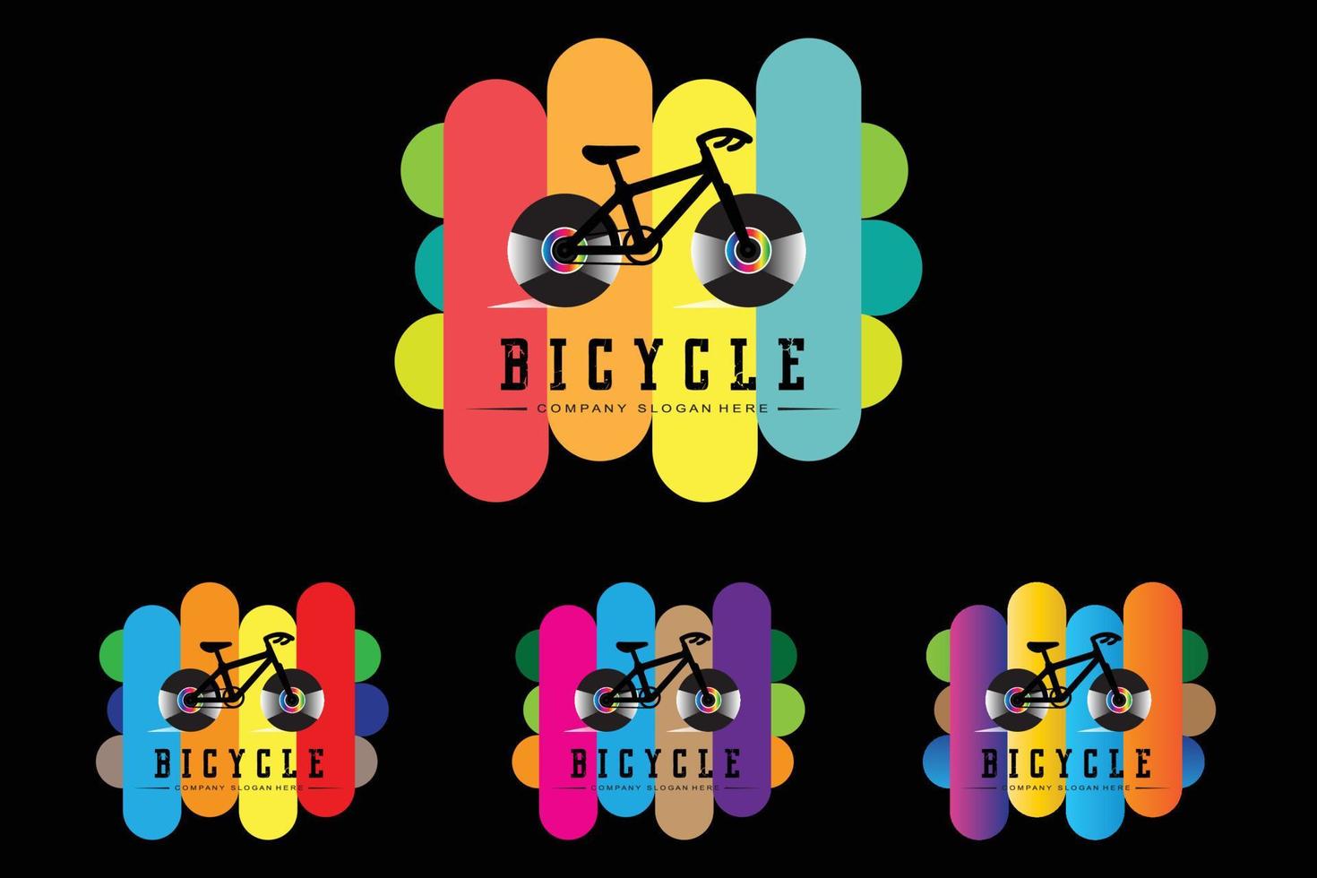 vector de icono de logotipo de bicicleta, vehículo para deportes, carreras, casual, cuesta abajo, plantilla retro