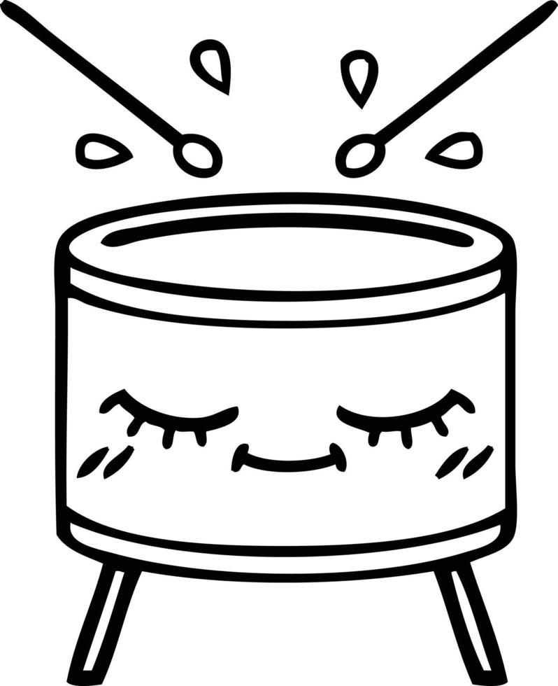line drawing cartoon drum vector