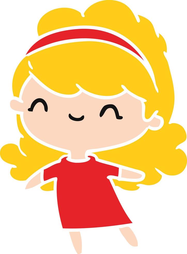 cartoon kawaii girl with head band vector