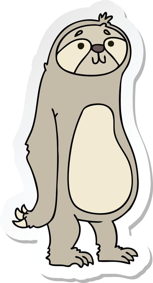 sticker of a quirky hand drawn cartoon sloth vector
