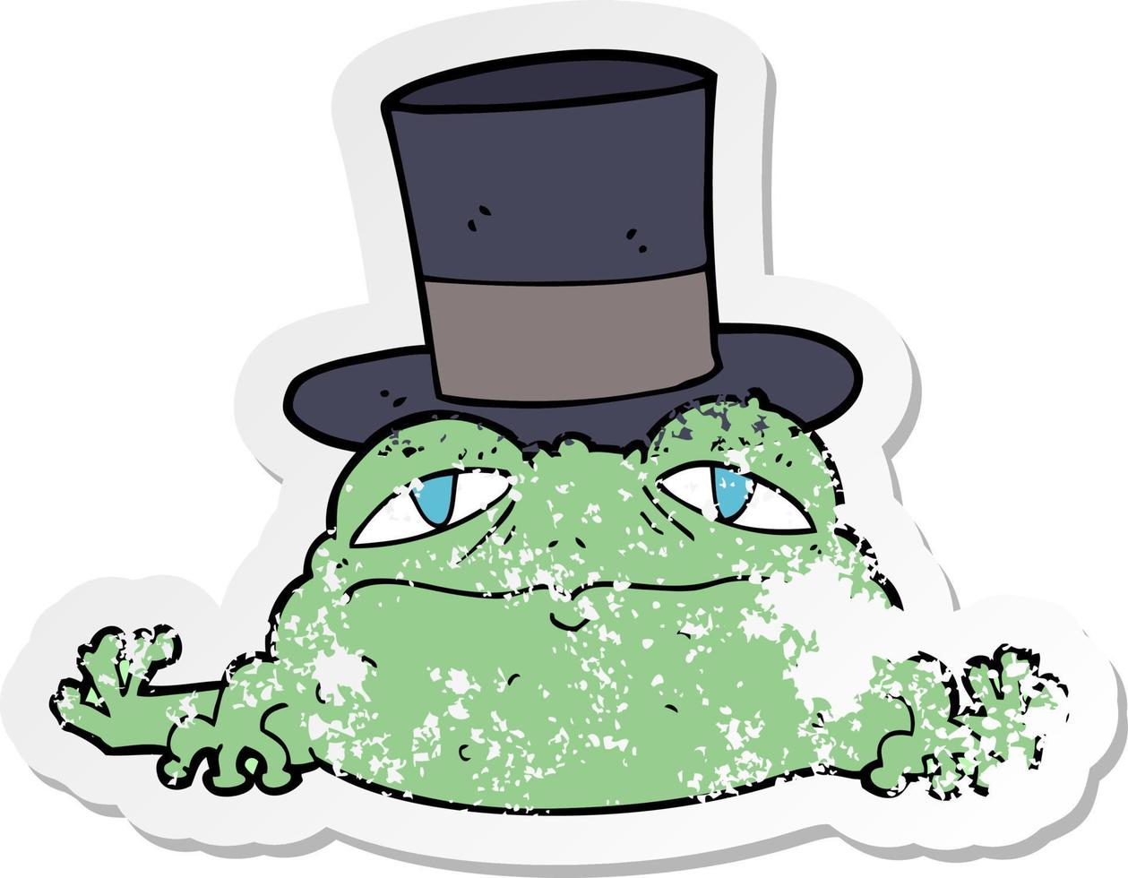 distressed sticker of a cartoon rich toad vector