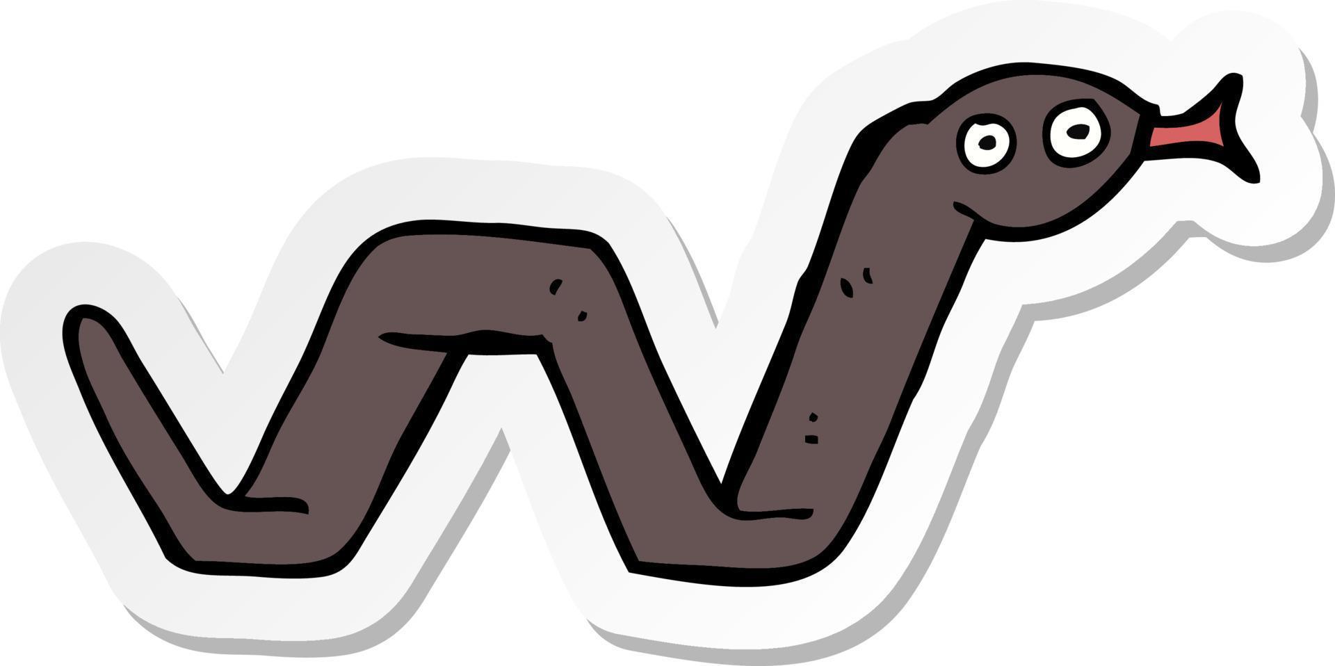 sticker of a funny cartoon snake vector