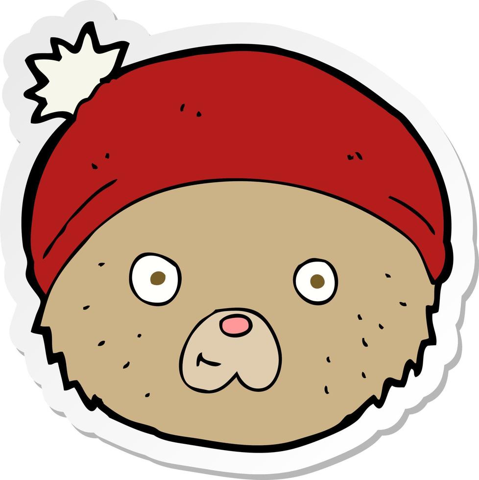 sticker of a cartoon teddy bear face vector