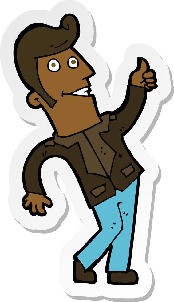 sticker of a cartoon man giving thumbs up sign vector