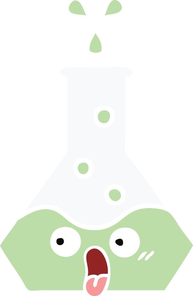 flat color retro cartoon science beaker vector