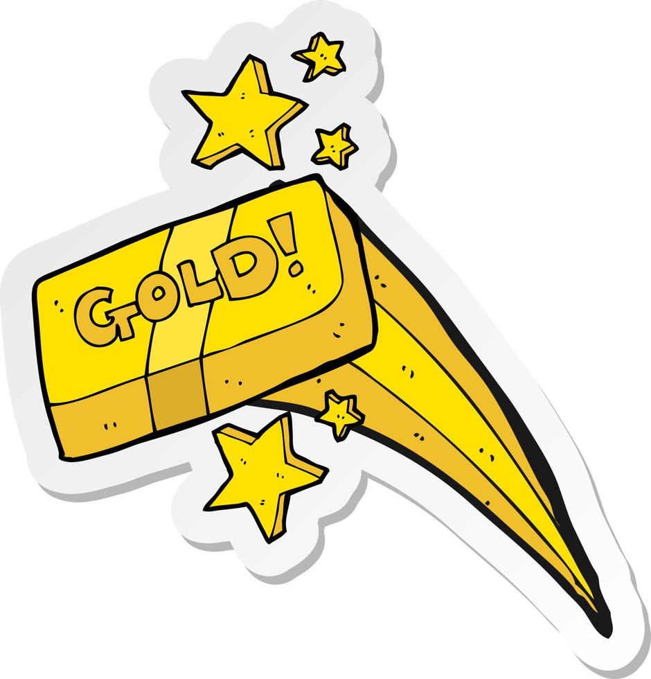 sticker of a cartoon bar of gold vector