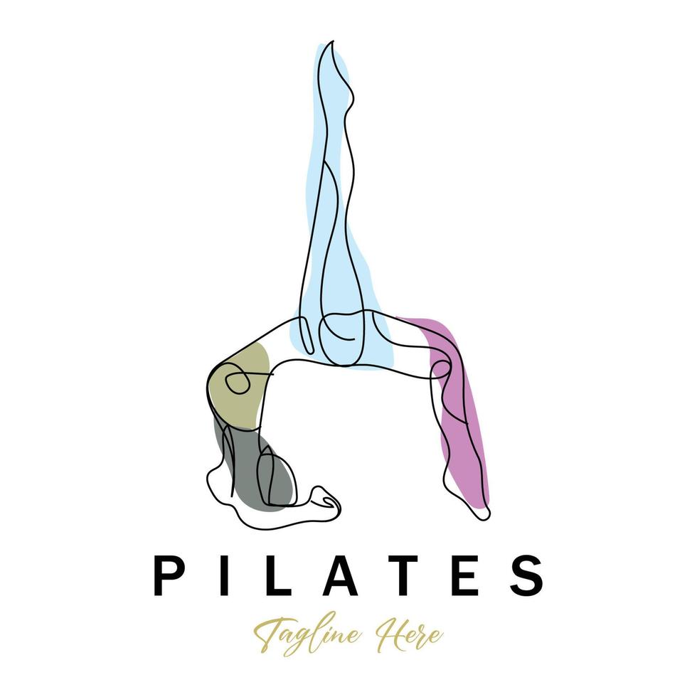 pilates sentado pose logo icono símbolo un ejercicio de yoga calmante que mueve todo el cuerpo vector