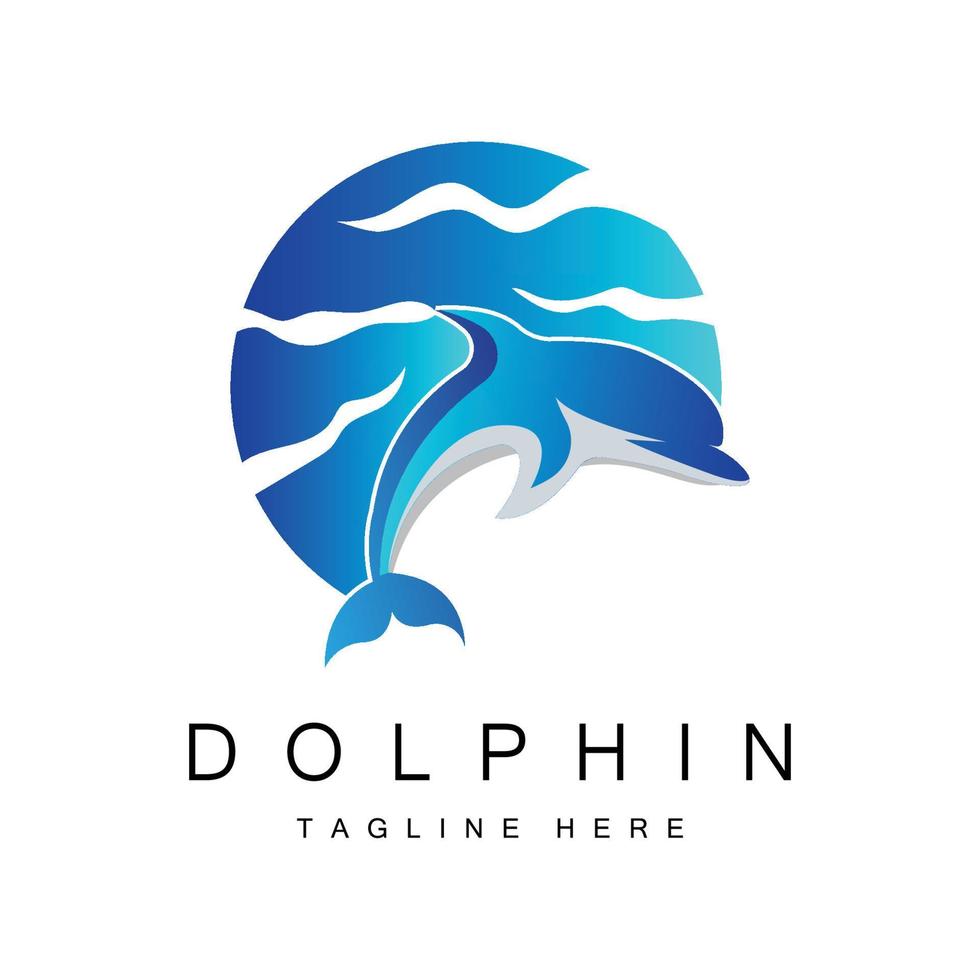 Dolphin Logo vector icon design, Marine Animals Fish Types Mammals, love to fly and jump