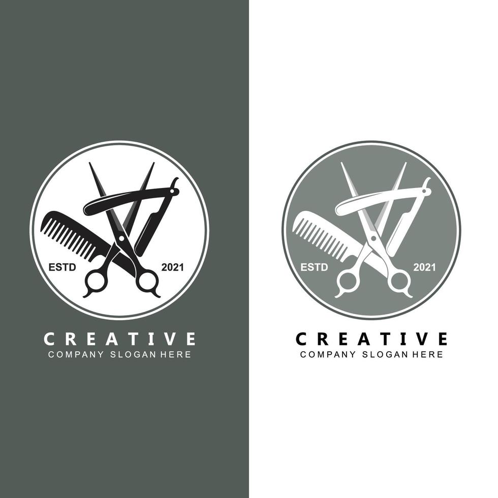 Barber tool scissors logo icon background symbol vector