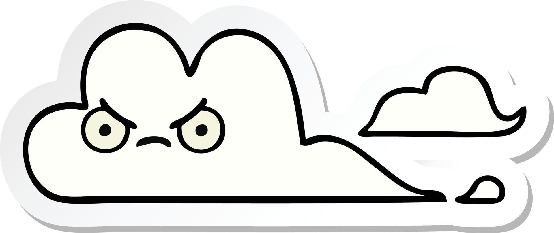 sticker of a cute cartoon white cloud vector