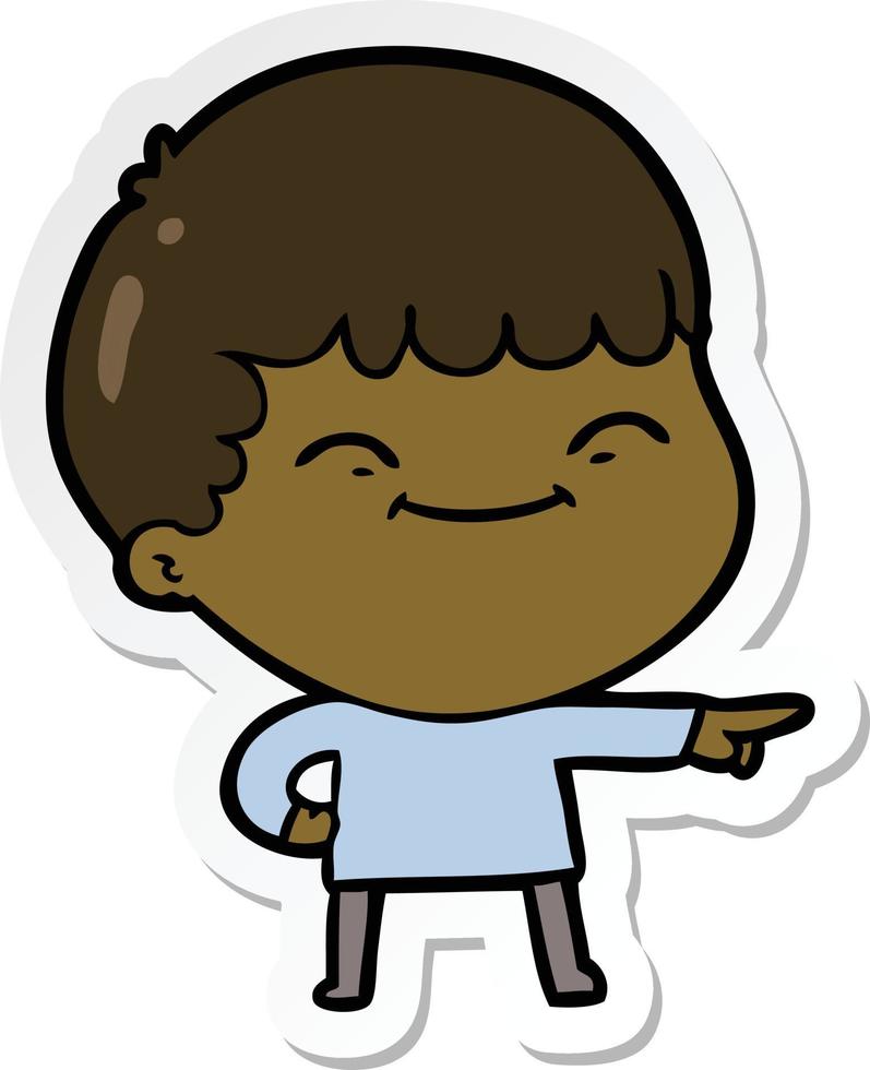 sticker of a cartoon happy boy vector